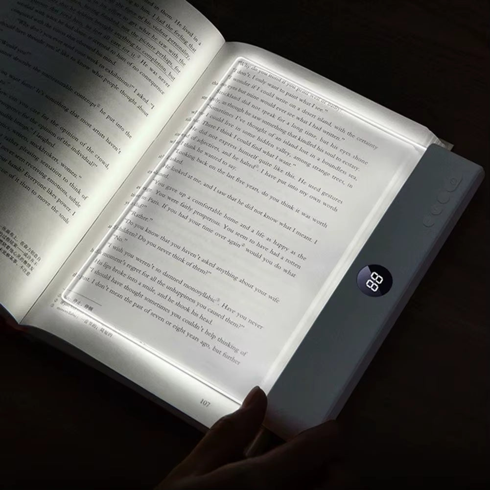 Ravel Reading Lamp Book Light Rechargeable Clear LED Flat Reading Light Dimmable Panel Plate Lamp 3 Colors Timer Full Page Light